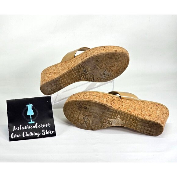 Jimmy Choo Nude Patent Leather Pathos Thong Cork Wedge Sandals Sz 39.5 (9) 024 - Picture 9 of 16